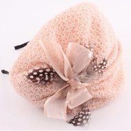 Spritech(TM) Women's Fascinator Headband Bowknot Feather Hard Yarn Hats LightGray N2