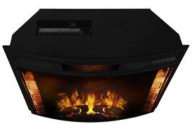 Moda Flame Elwood 23 Inch Curved Ventless Electric Space Heater Built-in Recessed Firebox Fireplace Insert N2