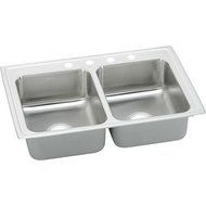 Elkao|#Elkay PSR33214 20 Gauge Stainless Steel 33 Inch x 21.25 Inch x 7.5 Inch Double Bowl Top Mount Kitchen Sink...