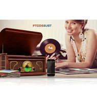 Pyle Bluetooth Turntable Record Player , Built-in CD &amp; Cassette Players, AM/FM Radio, Vinyl-to-MP3 Recording Brown...