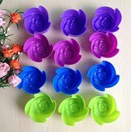 12pcs Rose Shape Muffin Sweet Candy Jelly Fondant Cake Chocolate Mold Silicone Tool Baking N3