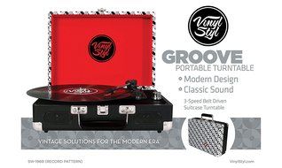 Vinyl Styl Groove Portable 3 Speed Turntable (Record Pattern)