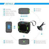 SoundPEATS P2 Wireless Waterproof Portable Bluetooth Speakers with Bult in Mic - Green N14