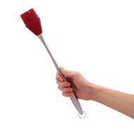 Marathon Housewares HW030021 Extra Long Stainless Steel Basting Brush with Silicone Bristles, Red