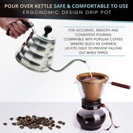 Pour Over Kettle with Silicon Coaster Bonus - For Coffee, Tea and Water, Ergonomic Designed Drip Pot, with Gooseneck...