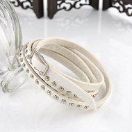 Unisex Womens Vogue Wrap Cuff Bangle Punk Multilayer Leather Rivet Stud Bracelet (white)