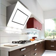 Quasar Wall hood 36"/90cm 500cfm-White Glass, Touch through glass electronic control 4 speed, delayed shut off...