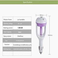 12V Mini Car Steam Humidifier Air Purifier Aroma Aromatherapy Essential Oil Diffuser Mist Maker Mini Fogger (Purle) N3