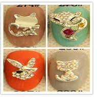 EVTECH 12 Pcs Nail Decal Rhinestones Crystal Diamond Gems Animal 3D Alloy Silver Fashion Style Nail Art Tool Carve...