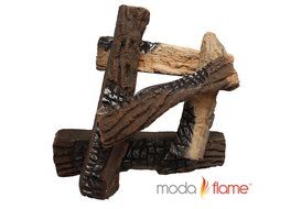 Moda Flame Set of 5 Ceramic Wood Fireplace Logs