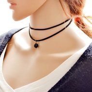 9 PCS Women Girls Classic Black Velvet and Black Stretch Gothic Tattoo and Black Tassel Lace Fashion Choker Collar...