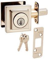 Kwikset 993 Square Contemporary Single Cylinder Deadbolt featuring SmartKey in Satin Nickel by Kwikset