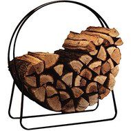 40&quot; Traditional Circular Firewood Rack Indoor Classic, Round Tubular Steel Log Hoop Design, Use This Fireplace...