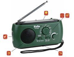 Kaito KA332W Portable Hand Crank Solar AM/FM NOAA Weather Radio with Cell Phone Charger &amp; 3-LED Flashlight (Green)