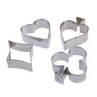 4pcs Stainless Steel Poker Fondant Biscuit Pastry Cookie Cutter Mold Tool Set Free Shipping SGG# N4