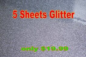 5-pack Glitter Iron-on Heat Transfer Vinyl Sheets,t-shirt Glitter Heat Transfer Vinyl,iron on Heat Transfer, 10...