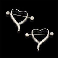 Ideal 2PCS Surgical Steel Love Heart Nipple Shield Bar Ring Body Piercing