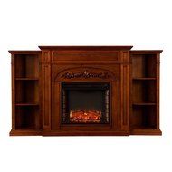 Grandmasters 42" Bookcase Electric Fireplace with Classic brick style interior, offers 6 fixed shelves, Child...