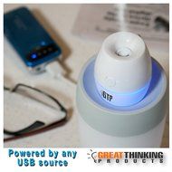 GTP USB Mini Personal Travel Cool Mist Portable Ultrasonic Room Humidifier - BONUS 77 Secret Travel Tips eBook...