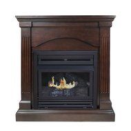 Pleasant Hearth Convertible Vent-Free Dual Fuel Fireplace, 35-Inch, Tobacco N4