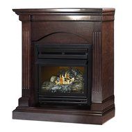 Pleasant Hearth Convertible Vent-Free Dual Fuel Fireplace, 35-Inch, Tobacco N5