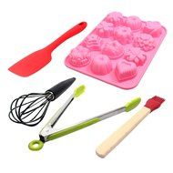 Food Grade Silicone Bakeware Set - Silicone Mini Muffin Pan, Silicone Spatula, Silicone Coated Whisk, Silicone...