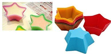 Silicone 7cm Muffin Cup 12pcs/lot Multiple Colors Pointed Star Shape Silicone Cake Mold Pudding Cup Jelly Bakeware...