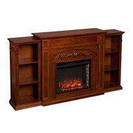 Grandmasters 42&quot; Bookcase Electric Fireplace with Classic brick style interior, offers 6 fixed shelves, Child... N2