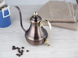 SMKF Pour Over Drip Coffee Kettle, Stainless Steel COPPER GOOSENECK TEA KETTLE TEAPOT (430CC) N11