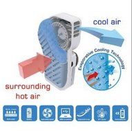 WoneNice Portable Small Fan &amp; Mini-air Conditioner cools air up to 30Fperfect desk fan Runs On Batteries Or USB-Blue