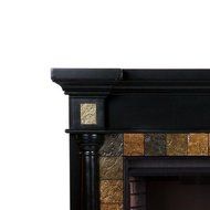 Abir 44 in. Indoor Convertible Media Electric Wall Mount Fireplace in Black with Faux Slate &amp; TV stand can Fit... N2