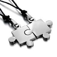 Couple necklace,Men,Women's 2PCS Stainless Steel Pendant Necklace Puzzle Valentine Adjustable for Lovers,Couples... N2