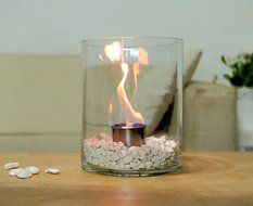Designer's All Season Table Top Ethanol Fireplace, Both Indoor and Outdoor Use (Round Glass) N3