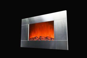 Golden Vantage GV-510GL 35" Modern Stainless Panel Electric Fireplace Heater Wall Mount with Remote Control N2