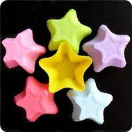 Silicone 7cm Muffin Cup 12pcs/lot Multiple Colors Pointed Star Shape Silicone Cake Mold Pudding Cup Jelly Bakeware... N2