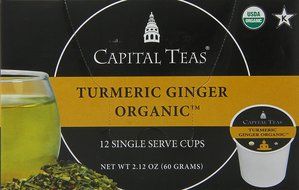 Capital Teas Turmeric Ginger Organic Tea, Keurig Cups, 12 Count N5