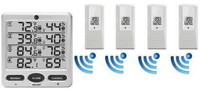 Ambient Weather WS-10 Wireless Indoor/Outdoor 8-Channel Thermo-Hygrometer with Three Remote Sensors