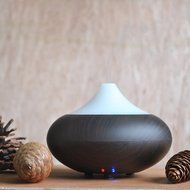 Ultrasonic Aroma Essential Oil Diffuser Humidifier for Home Yoga Office Spa Bedroom Baby Room (Dark Wooden-grain) N2