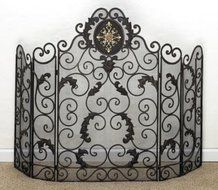 FIREPLACE SCREENS - "CHATSWORTH MANOR" FIREPLACE SCREEN - BURNISHED GOLD PATINA