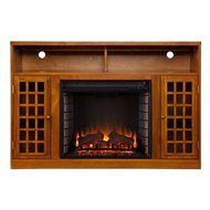 Amelia 48 in. Contemporary Freestanding Portable Indoor Electric Fireplace Media Console in Modern Glazed Pine N5