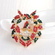 2016 Christmas Santa Claus Deer Bell Gold Tone Brooch Pin Women Men Xmas Gift (birds)