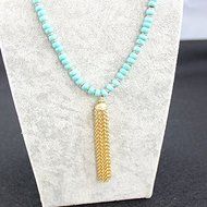 New Arrival Boho Turquoise Beads Gold Tassels Necklace Pendants Fashion Jewelry