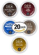 20-count K-cup for Keurig Brewers Cafe Escapes Variety Pack Featuring Swiss Miss, Cafe Milk Chocolate, Cafe Dark... N2