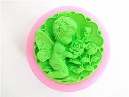 Wocuz W0420 Round Shape Soap Mold with Fairy Pattern Candy Making Silicone Mold Cake Decoration Mould Fondant...