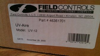 Field Controls UV-12 Ultra Violet In Duct Air Purification System, 12-Inch N3