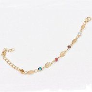 Women Chic Simple Retro Women Jewelry Rhinestone Leaf Chain Bracelet Bangle NEW