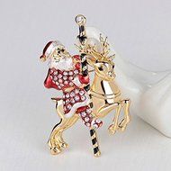 2016 Christmas Santa Claus Deer Bell Gold Tone Brooch Pin Women Men Xmas Gift (birds) N2