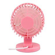 DealPeak Portable Dual Blade Strong Wind Super Mute Desk Table Fan USB Mini Fan Summer Cooler Fan (Pink) N4