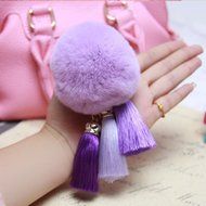 Spritech(TM) Cute Fashion Car Bag Key Chain Accessary Rabbit Fur Plush Key Ring Tassels Pendant for Handbag Knapsack...