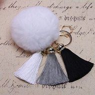 Spritech(TM) Cute Fashion Car Bag Key Chain Accessary Rabbit Fur Plush Key Ring Tassels Pendant for Handbag Knapsack... N2